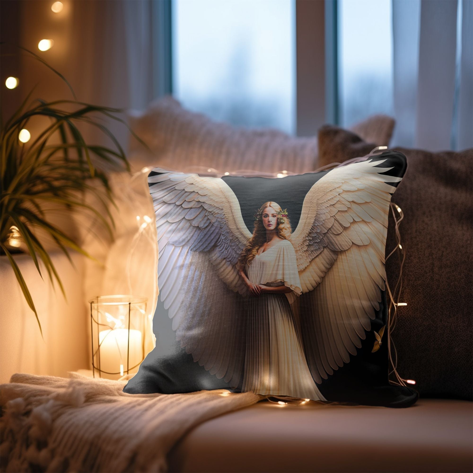 Angelic Christmas Throw Pillow — Indoor & Outdoor Holiday Decor