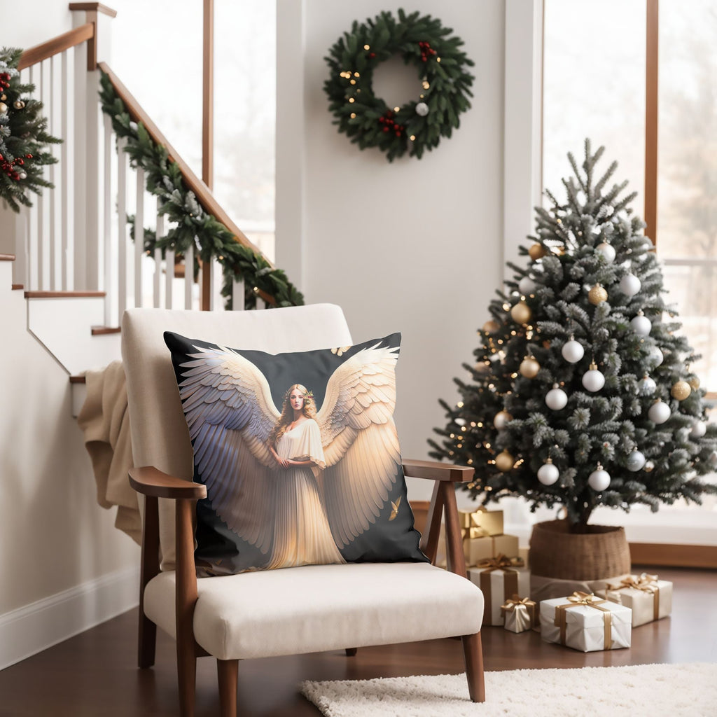 Angelic Christmas Throw Pillow — Indoor & Outdoor Holiday Decor