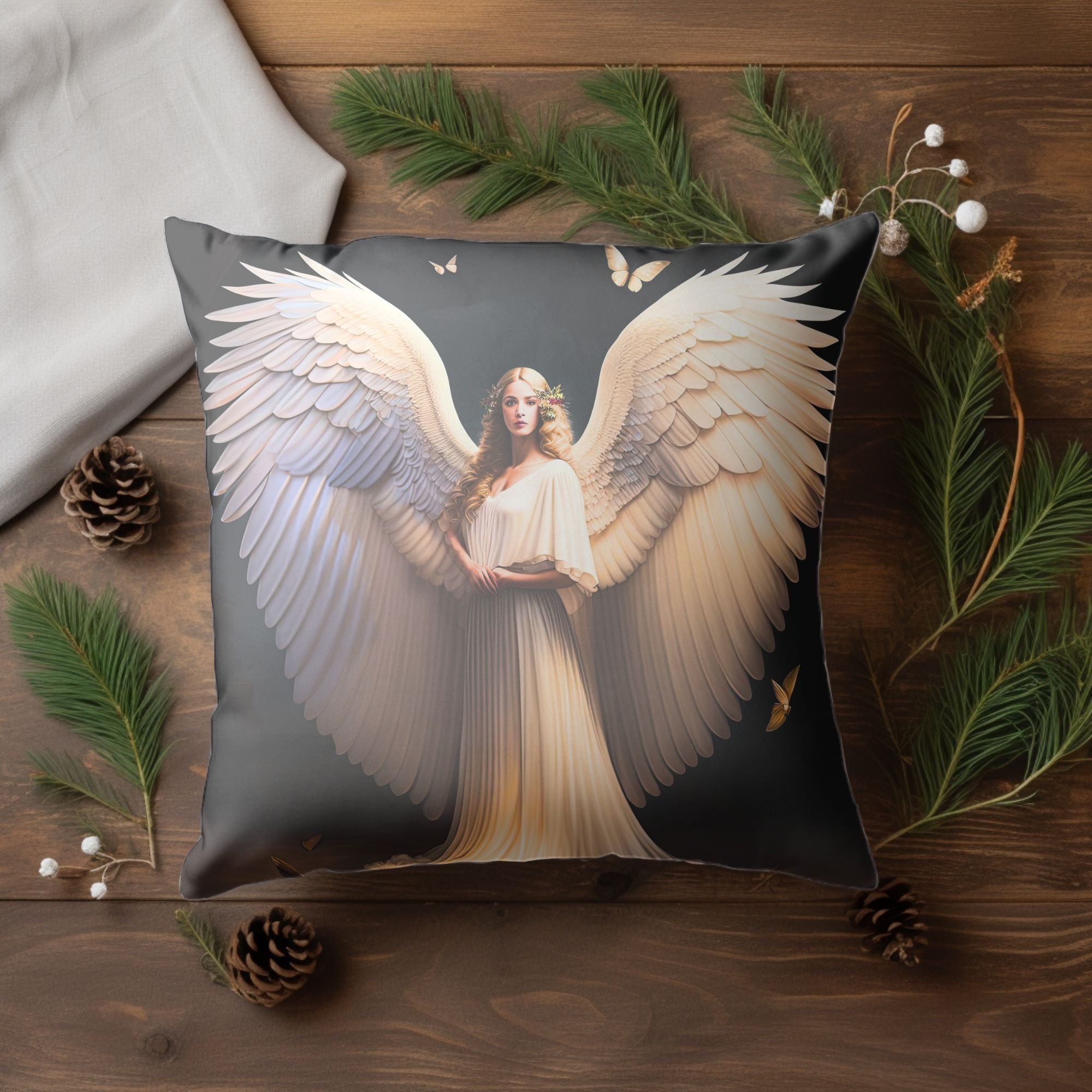 Angelic Christmas Throw Pillow — Indoor & Outdoor Holiday Decor