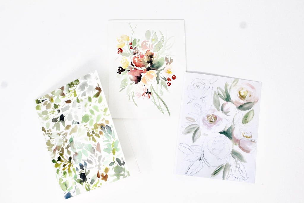 The Florist Greeting Card Collection | 3-Pack | Whimsical Floral Designs | Recycled Paper | Compostable Sleeve | Blank Inside | Shelby Kregel Art