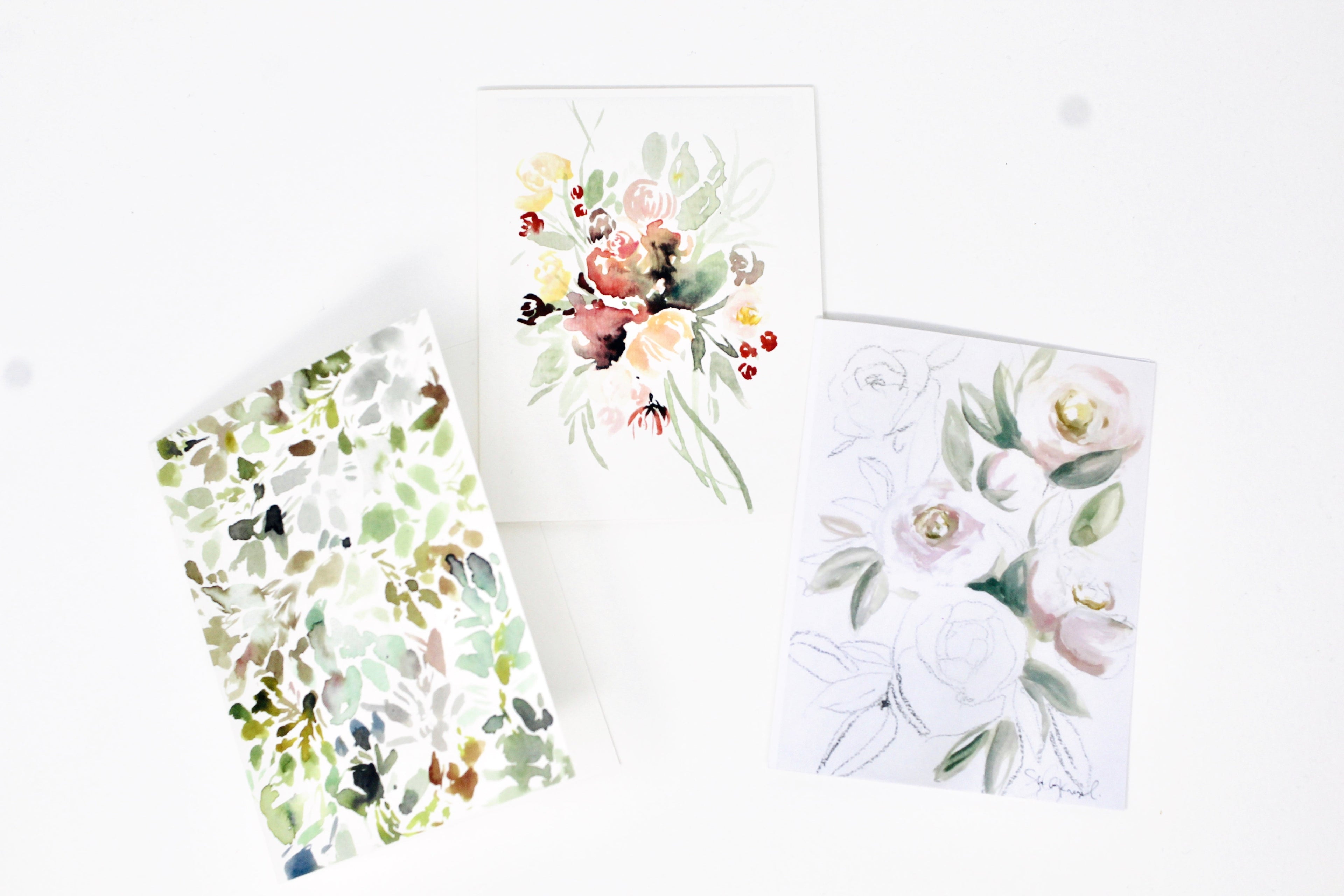 The Florist Greeting Card Collection | 3-Pack | Whimsical Floral Designs | Recycled Paper | Compostable Sleeve | Blank Inside | Shelby Kregel Art