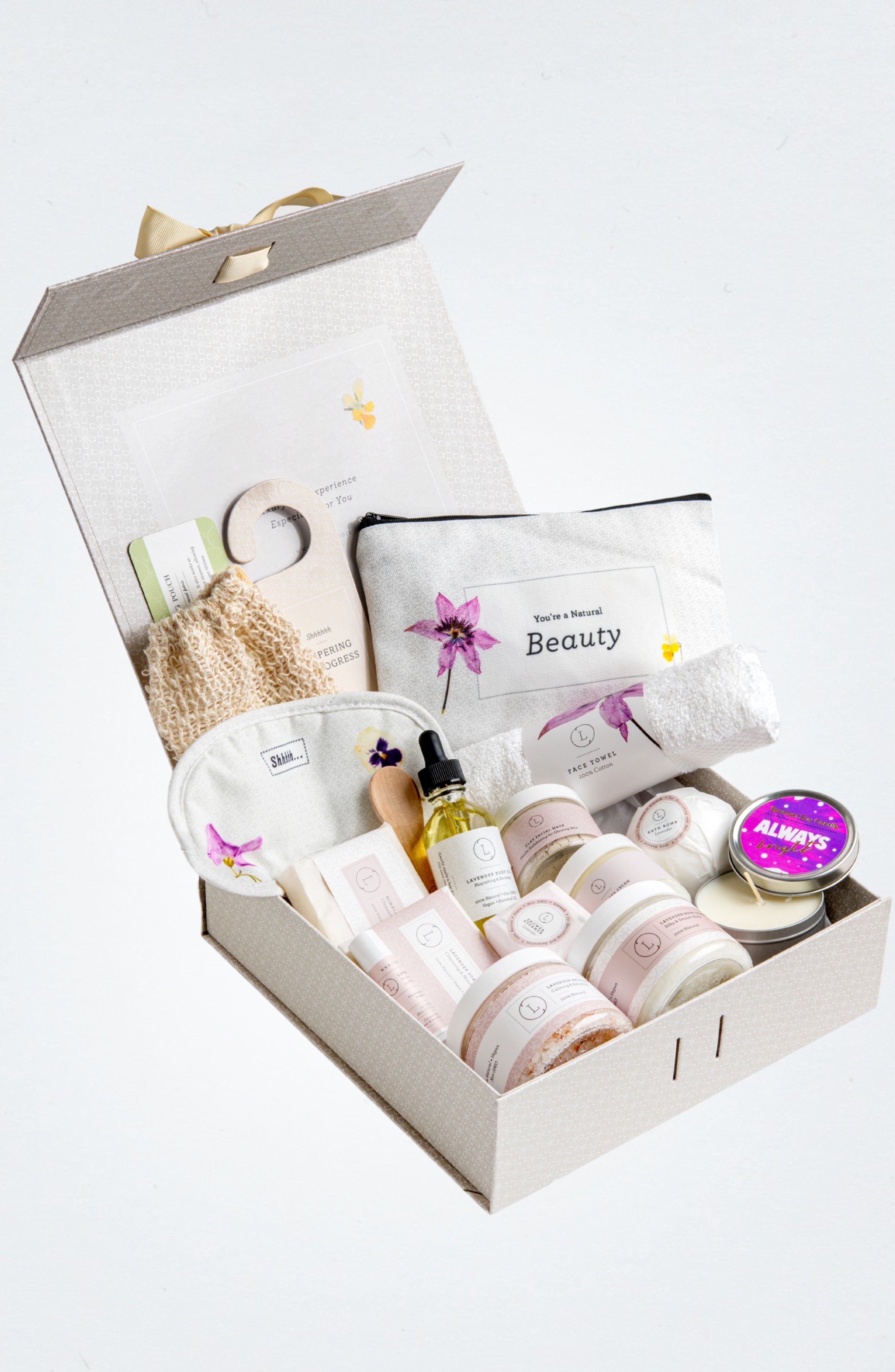 Lavender Birthday Gift Basket | All-Natural Handmade Spa Set | Personalized | Lizush