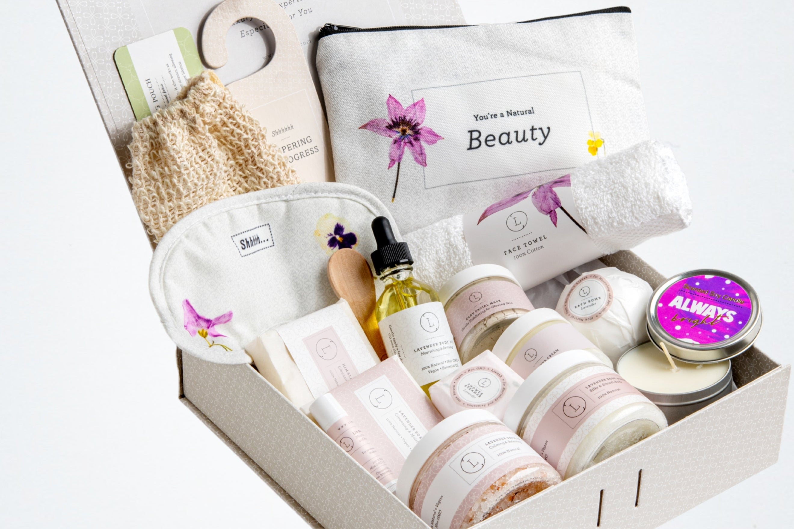 Lavender Birthday Gift Basket | All-Natural Handmade Spa Set | Personalized | Lizush