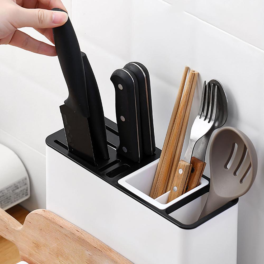 Kitchen Tableware & Knife Storage Organizer | Desktop | White
