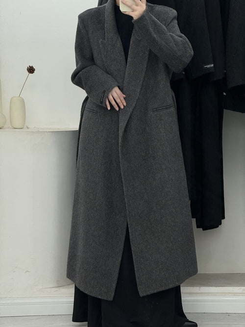 Women’s Loose Double-Sided Wool Overcoat – Elegant Long Coat