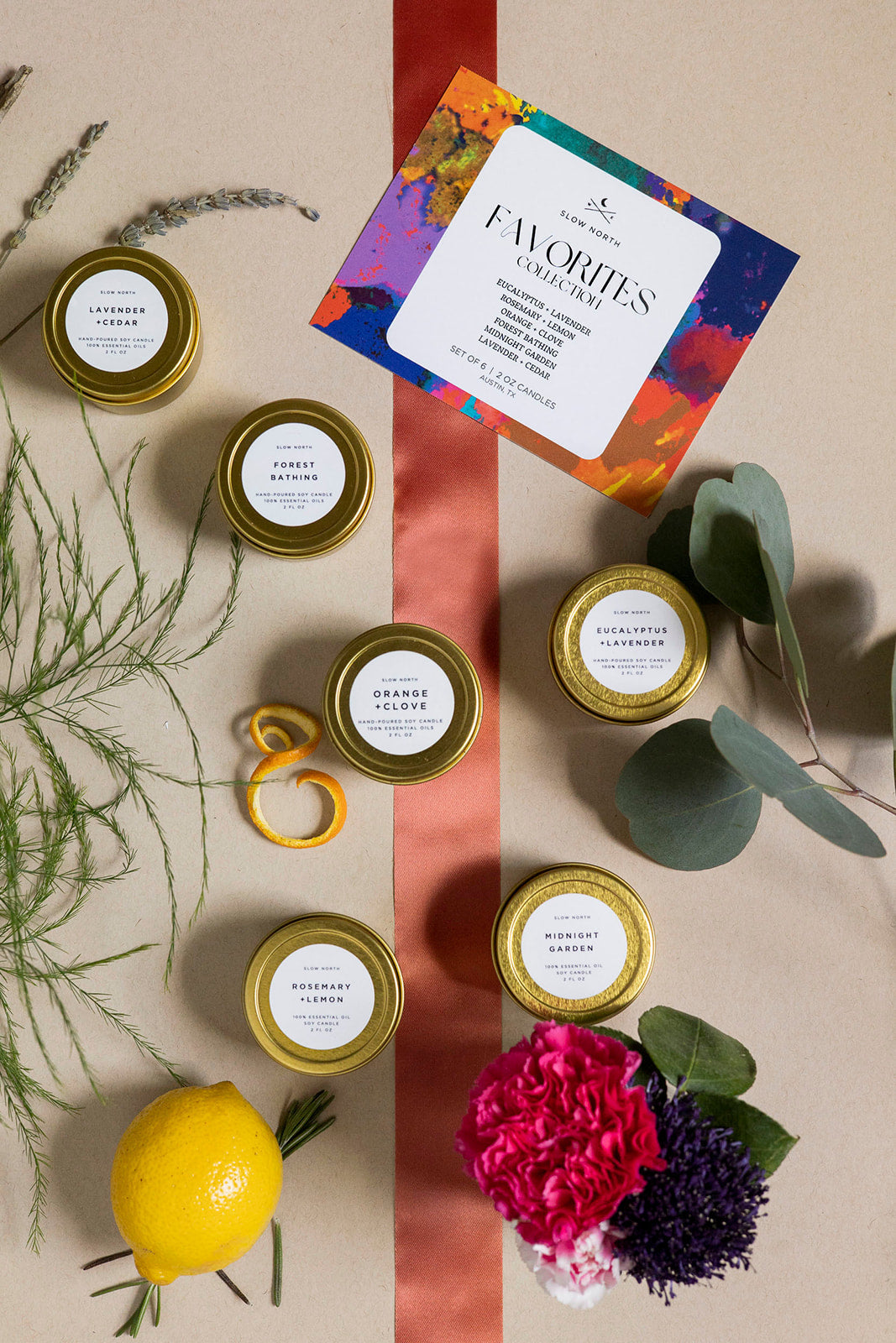 Favorites Collection 6-Pack | 100% Essential Oil Soy Candles | Six Best-Selling Mini Tins | Slow North