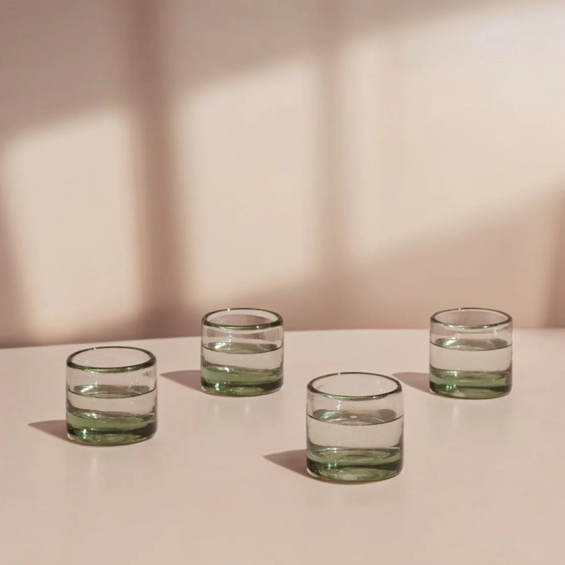 Ana Clear Glass | Set of 4 | Mouth-Blown in Mexico | 100% Recycled Glass | Powered by People