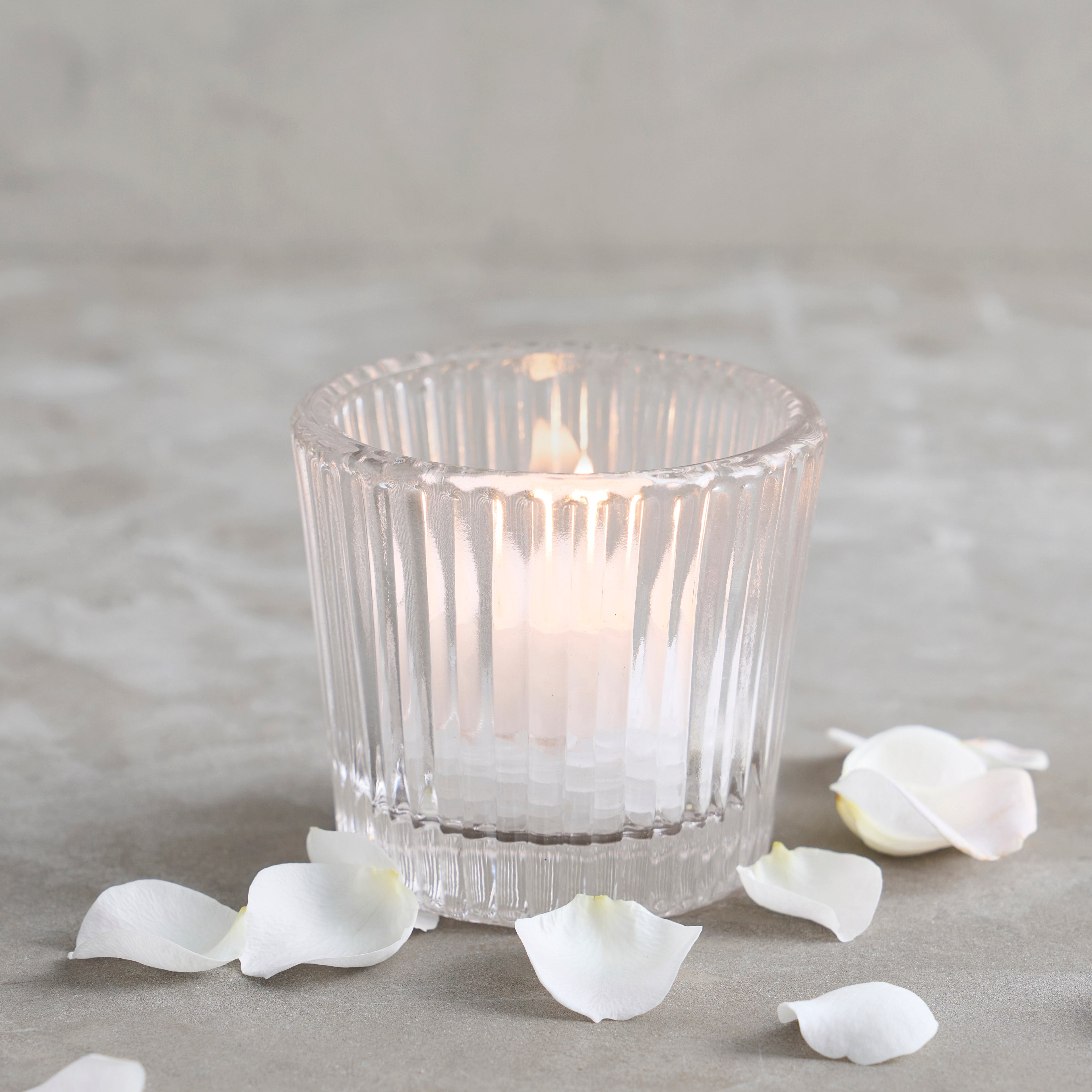 Pressed Clear Glass Tealight & Votive Holders | Set of 4 | Textured Candlelight | Powered by People