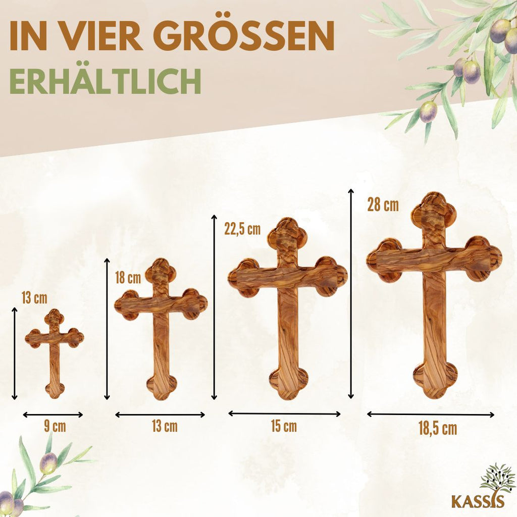 Hand-Carved Olive Wood Wall Cross with Rounded Edges