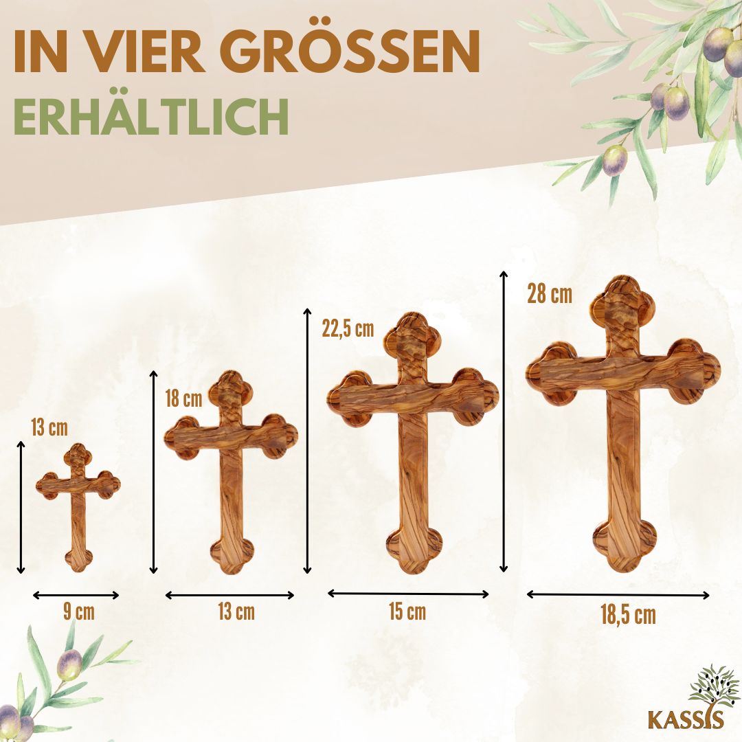 Hand-Carved Olive Wood Wall Cross with Rounded Edges