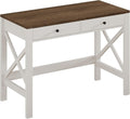 39 Inch Farmhouse Computer Desk With Drawers And X Frame