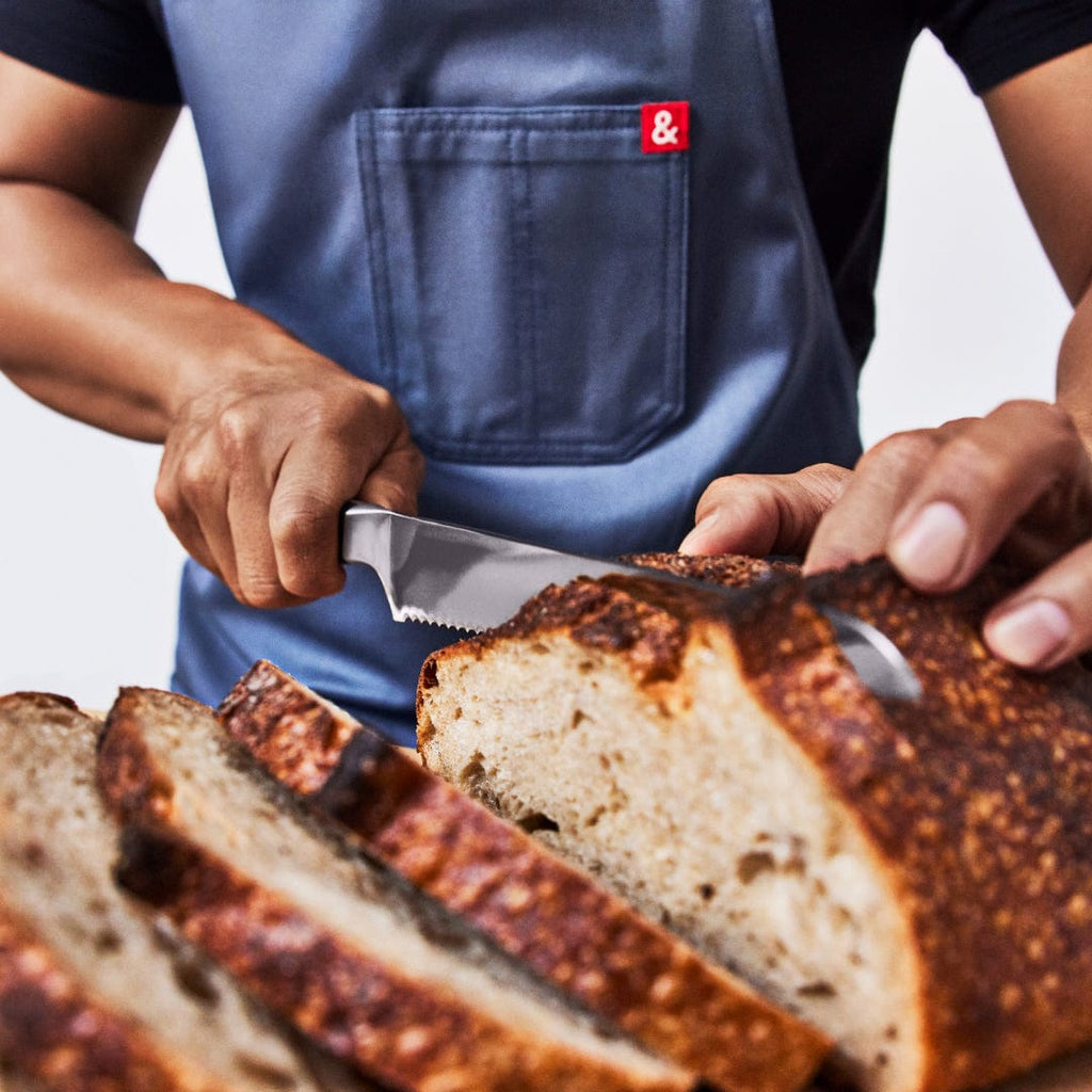 Bread Knife | Serrated Edge | Angled Handle | Miso | Capri Blue | Caviar Black | Shiso Green | Enoki White | H&B | Powered by People