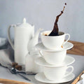 White Fine Porcelain Coffee Cup & Saucer | Espresso & Demitasse | Made in England | Wilmax