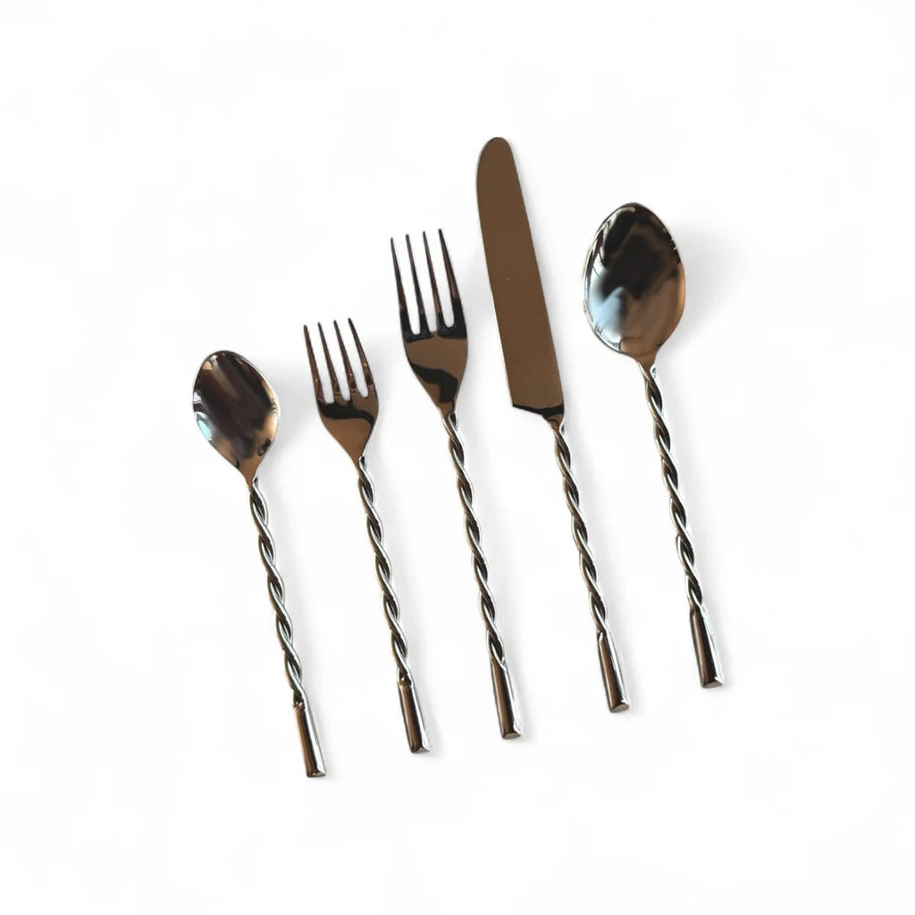 Ava Silver Flatware Set of 20 | Handcrafted Stainless Steel | Service for 4 | Powered by People