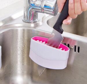 Creative Kitchen Knife And Fork Chopsticks Cleaning Brush With Suction