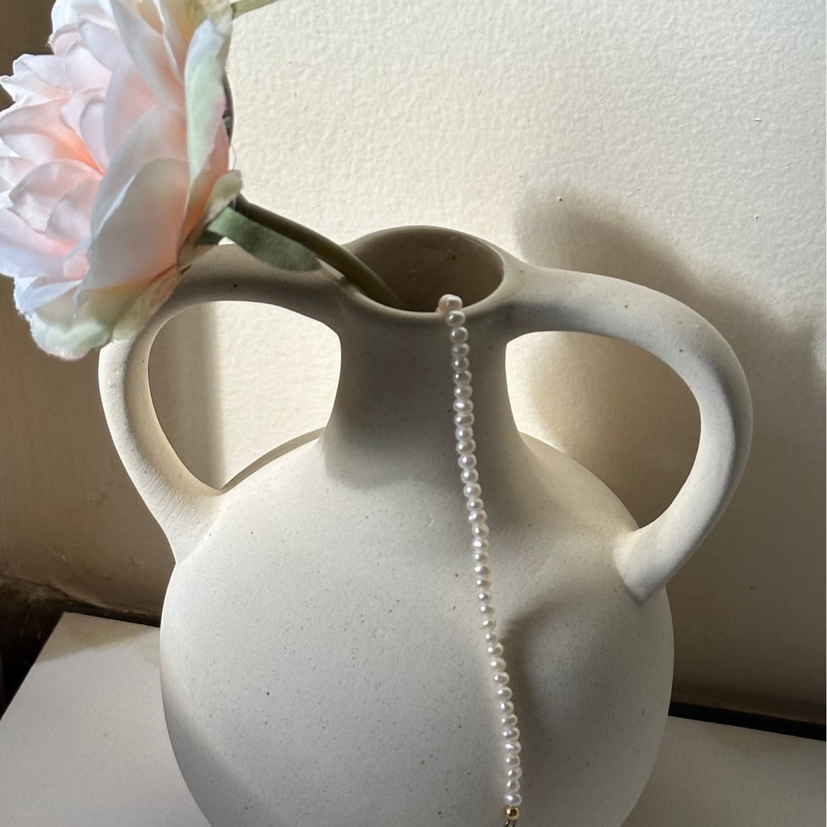 Bobble Ceramic Vase | Ancient-Inspired Sculpture | Dried Flowers | Terracotta & Off-White