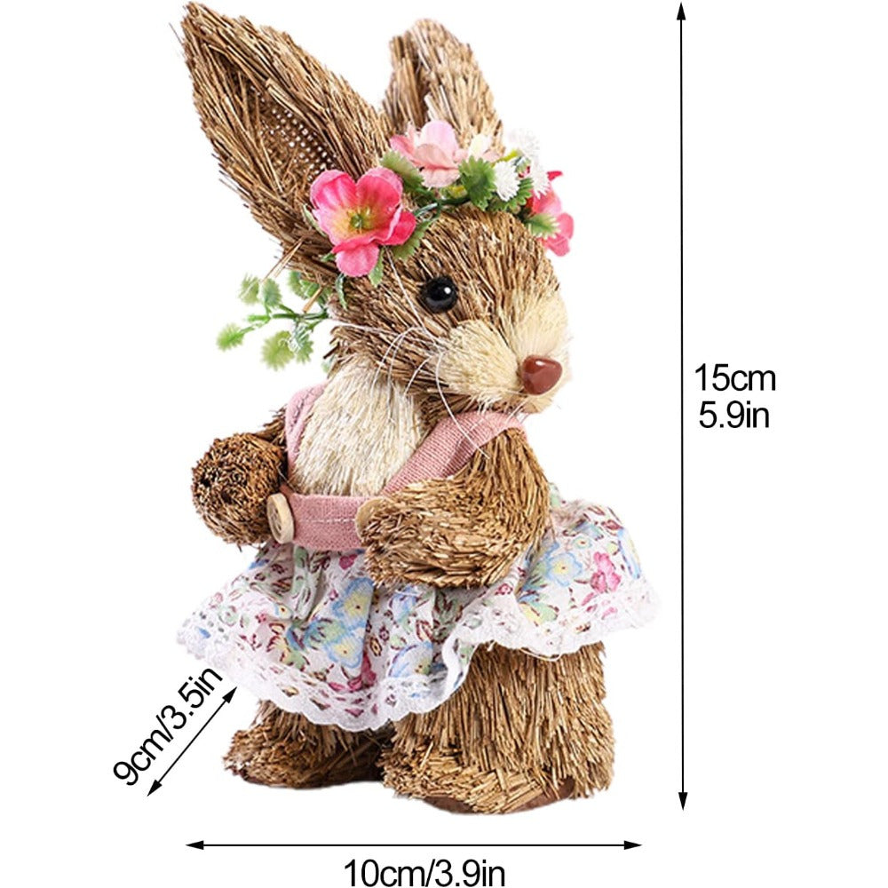 Funny Sisal Easter Bunny Spring Home Decor Statue