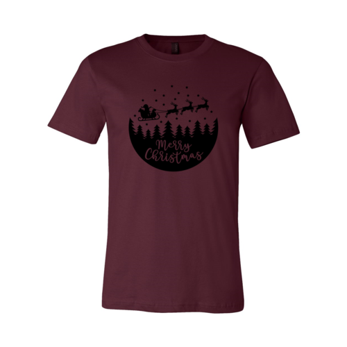 Merry Christmas Scene With Santa T-Shirt – Unisex | 7 Colors | XS–4XL