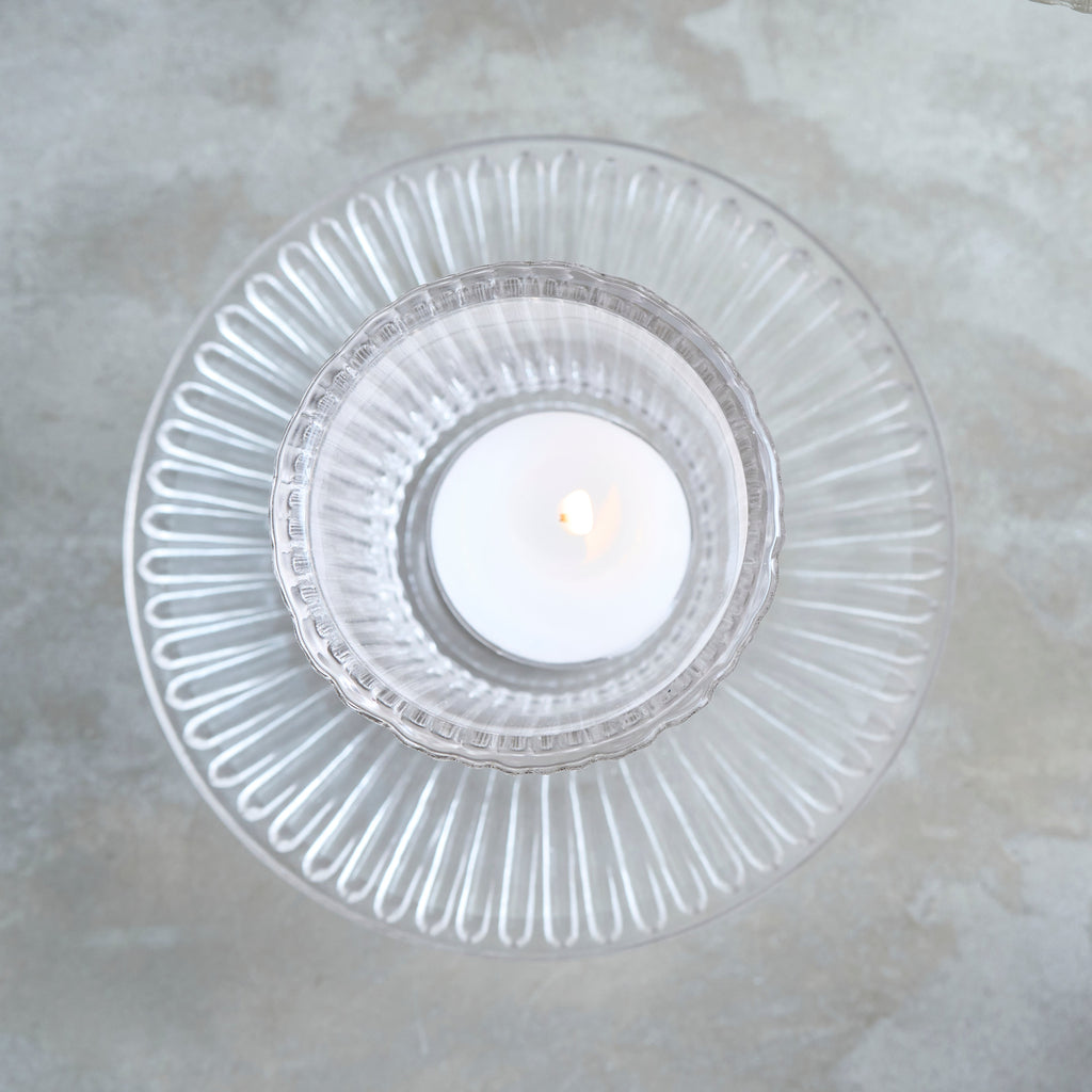 Pressed Clear Glass Tealight & Votive Holders | Set of 4 | Textured Candlelight | Powered by People