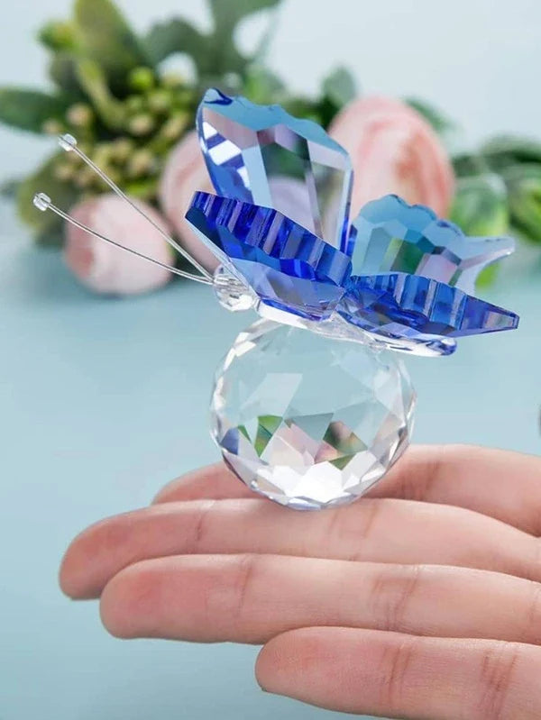 Blue Holographic Butterfly Glass Ornament - Sparkling Home Decor Craft
