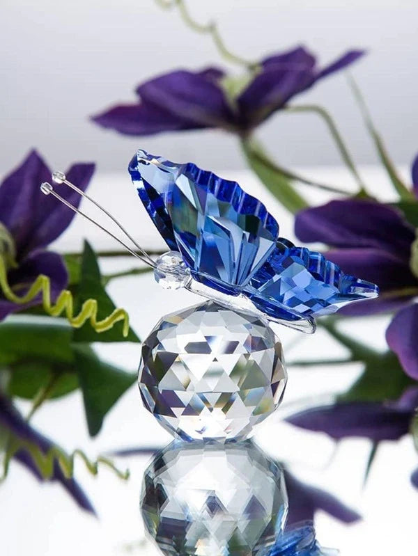 Blue Holographic Butterfly Glass Ornament - Sparkling Home Decor Craft