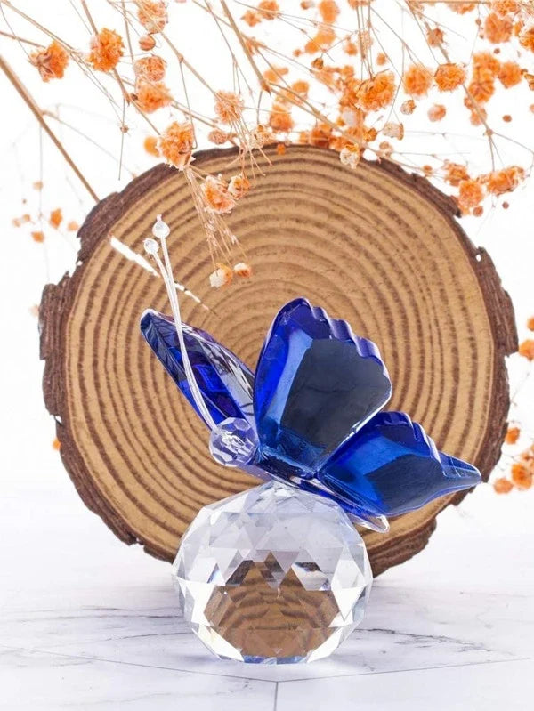 Blue Holographic Butterfly Glass Ornament - Sparkling Home Decor Craft