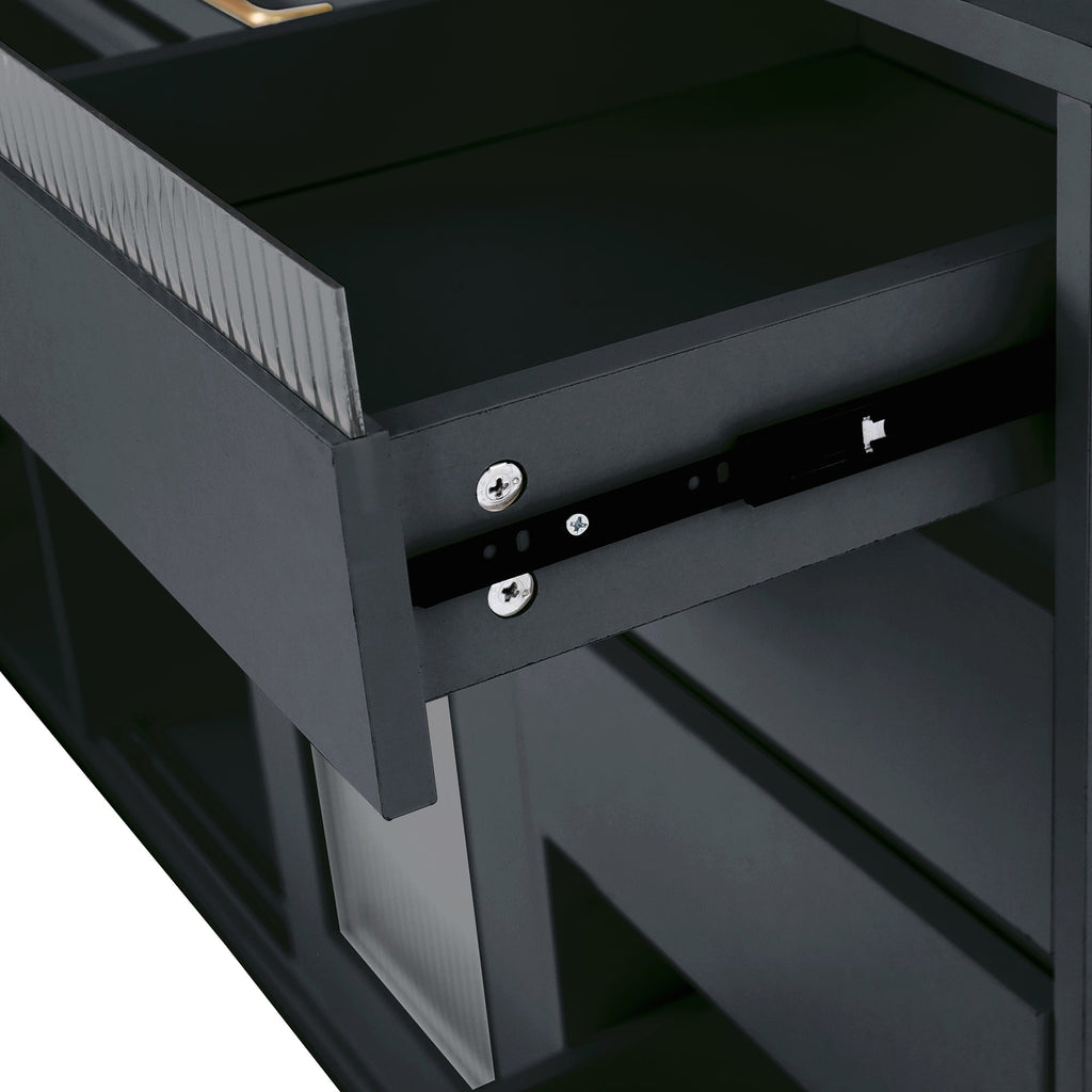 Storage Cabinet Black MDF, Glass for home organization and storage