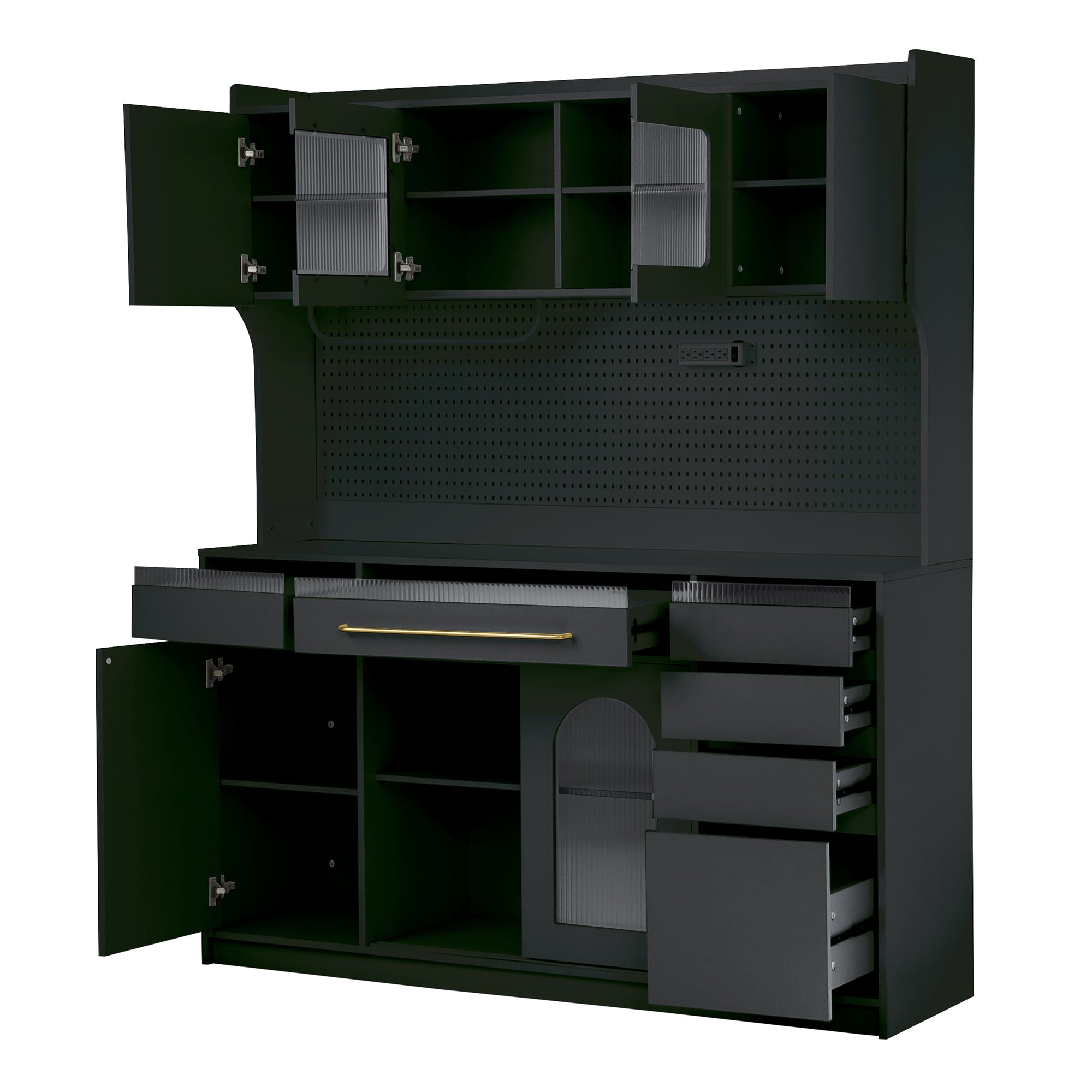 Storage Cabinet Black MDF, Glass for home organization and storage