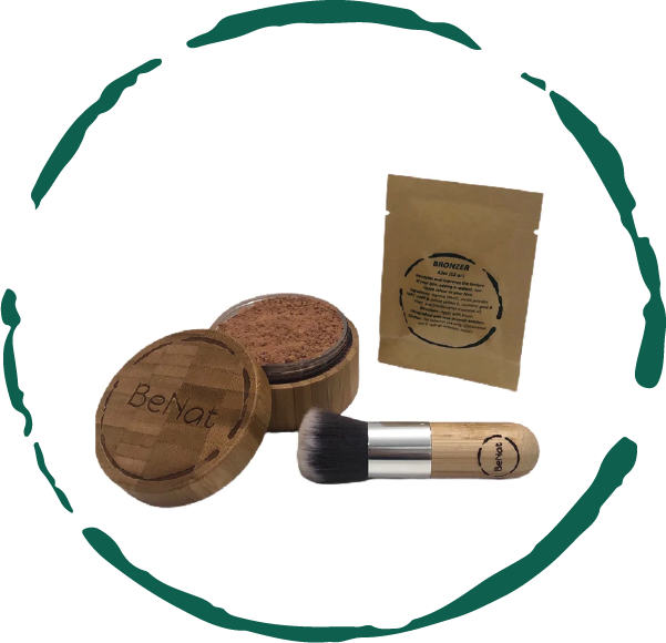 Bronzer Loose Powder Set | Bamboo Case + Refill + Kabuki Brush | All-Natural | BeNat