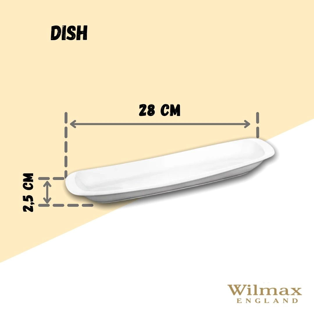 White Fine Porcelain Celery Tray | 11" | Rectangular | Rolled Rim | Oven & Dishwasher Safe | Hand-Glazed | WILMAX