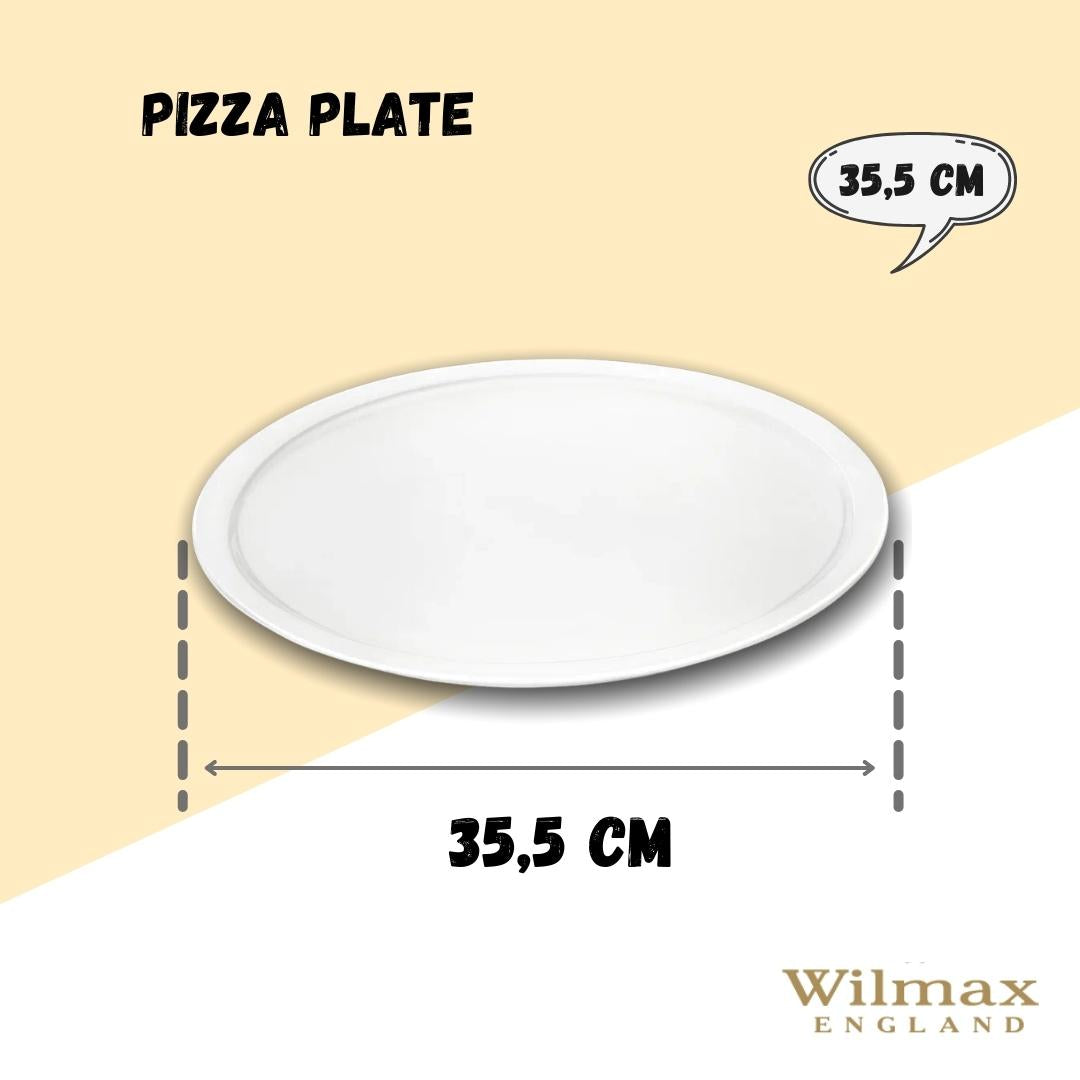 White Personal Pizza Plate 14" | Fine Porcelain | Oven Safe to 572°F | Chip-Resistant | WILMAX