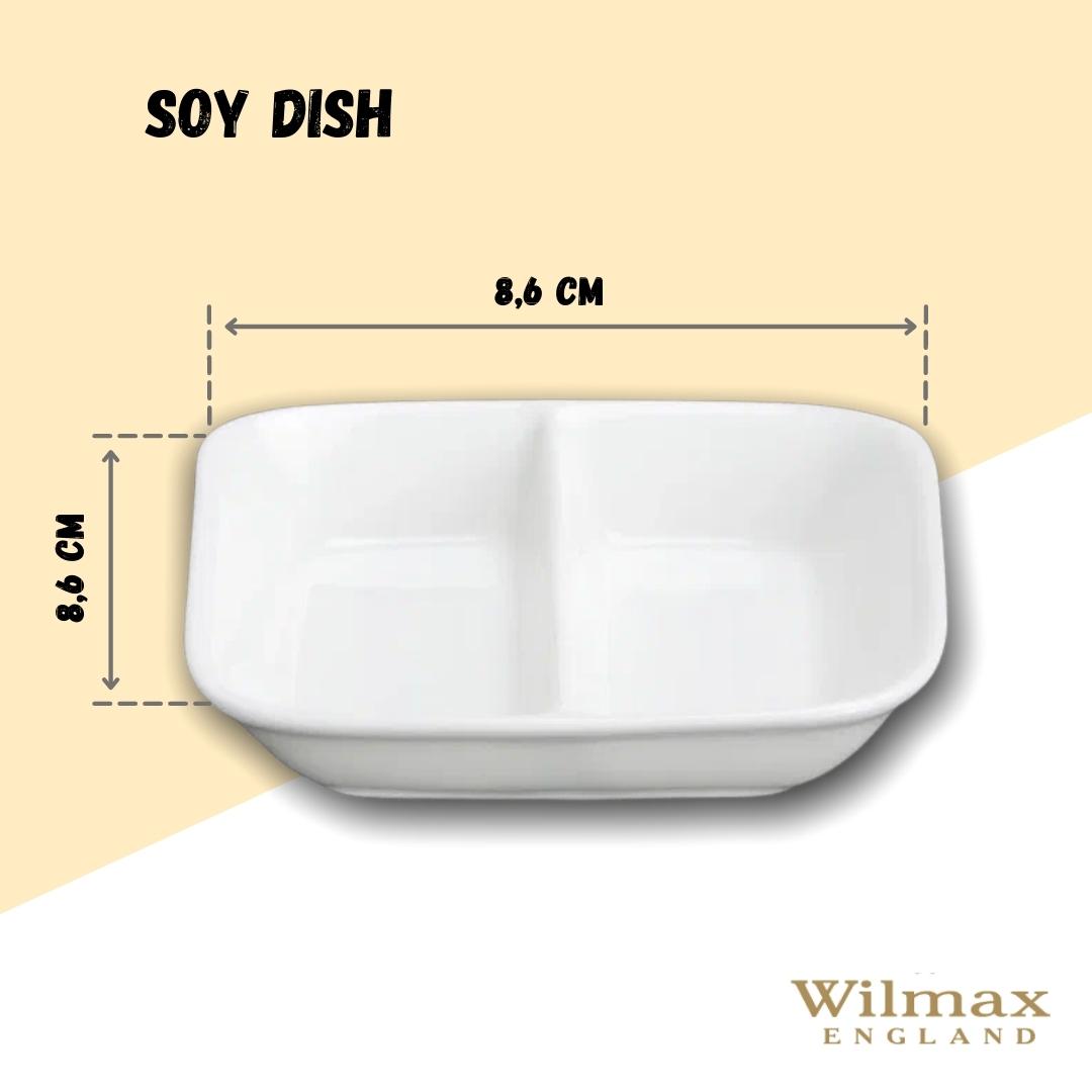 White Fine Porcelain Divided Soy Dish | 3.25" | Made in England | Wilmax