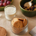 Hand-Blown Fluted Glass Storage Jars | Set of 3 | Wood Lid