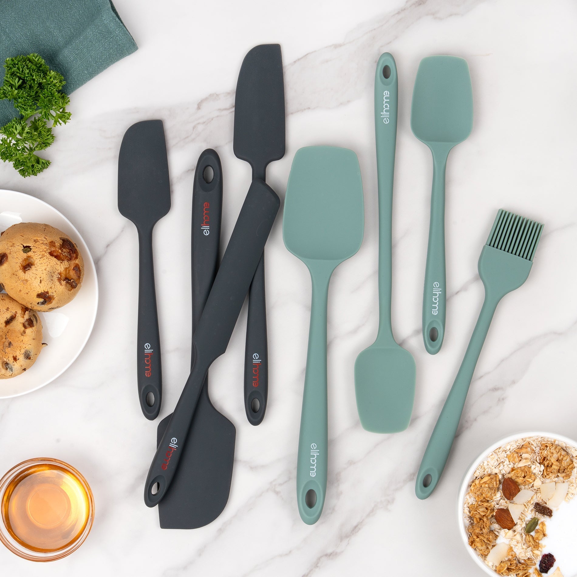 Silicone Spoonula | 11" | Heat Resistant to 600°F | BPA-Free | 9 Colors | Non-Stick Safe | Dishwasher Safe | Elihome | Powered by People