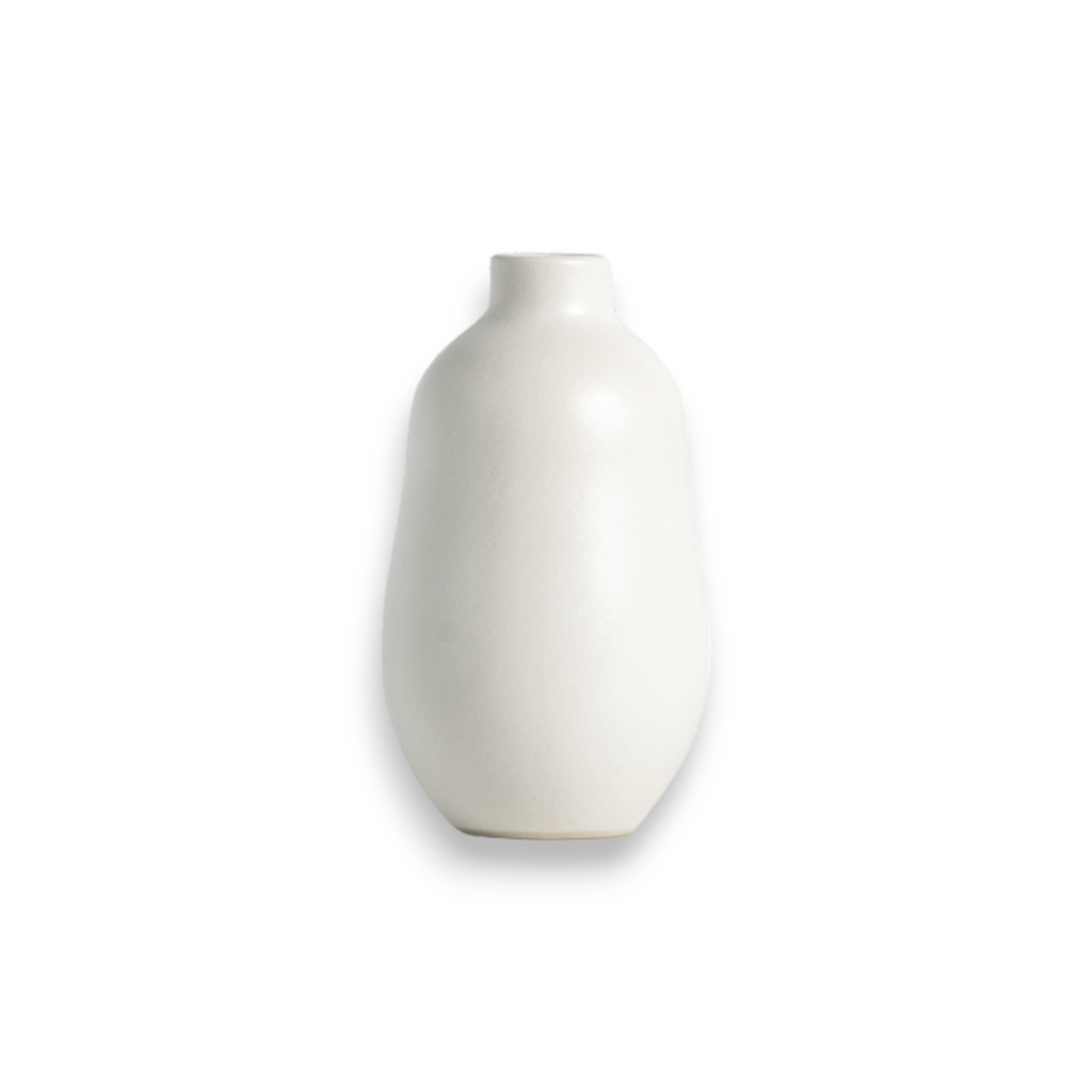 Stoneware Vase | Handmade in Tunisia | Toxic-Free | Glossy Green, White & Black