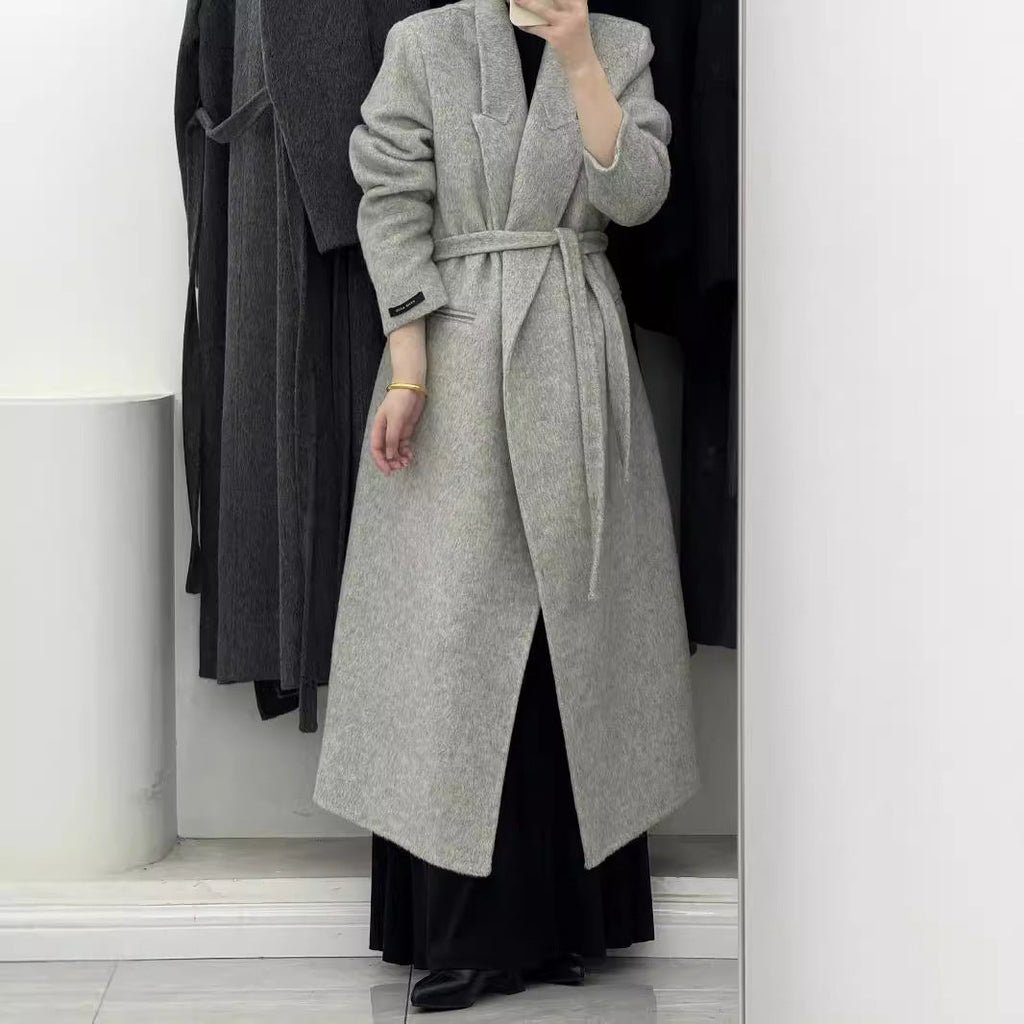 Angora Red Women's Loose Double-Sided Wool Overcoat – Elegant & Cozy