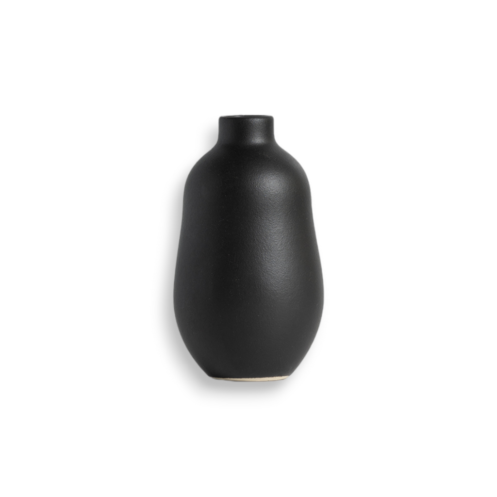 Stoneware Vase | Handmade in Tunisia | Toxic-Free | Glossy Green, White & Black