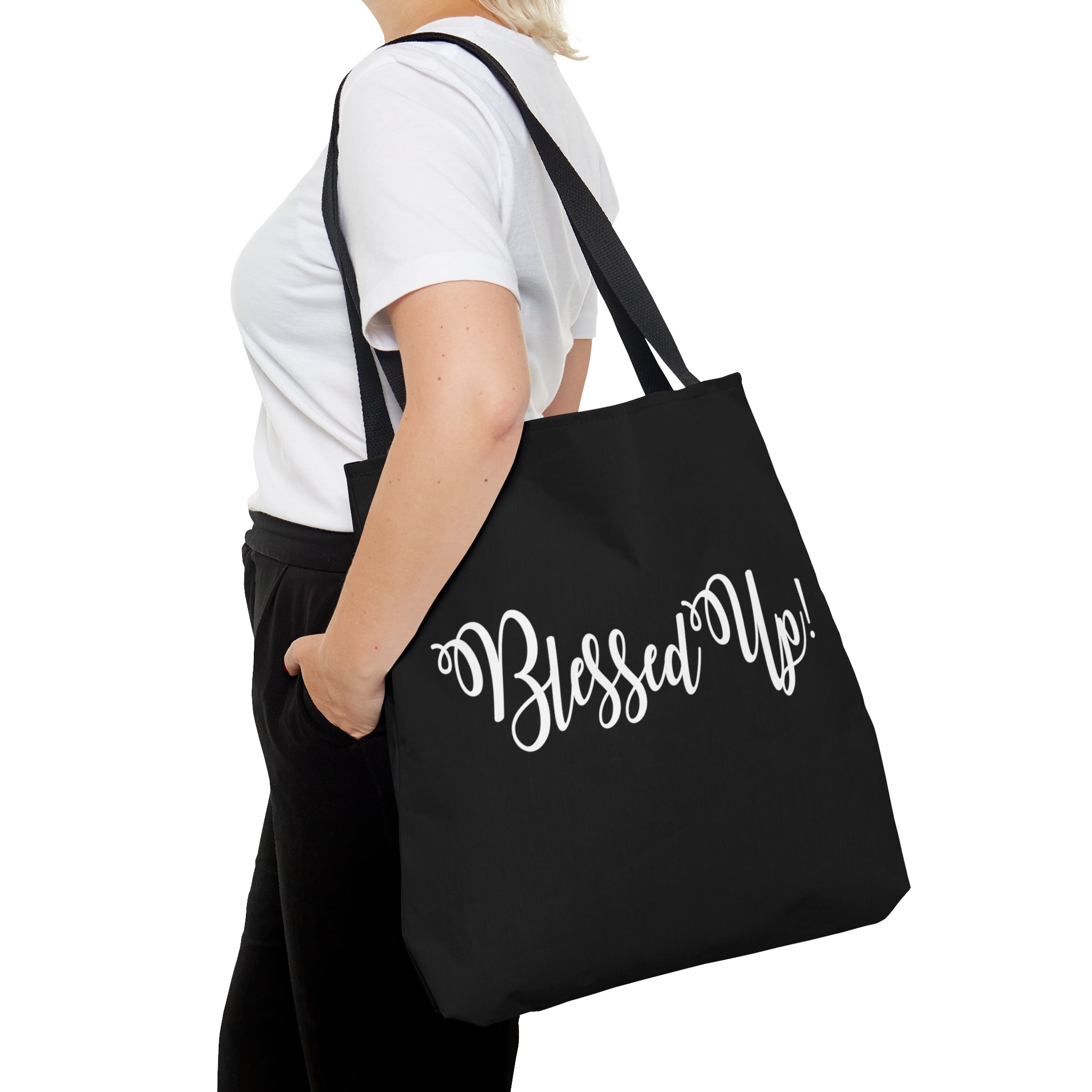 Large Tote Bag Blessed Up Christian Inspiration Motivational Quote