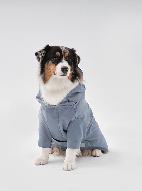 Dog Raincoat | Adjustable Velcro | Convertible Hood | Leash Hole | Sizes XS-XXL | Light Blue