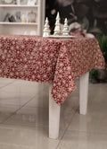 Red Snowflake Christmas Tablecloth – 75% Cotton | 5 Sizes