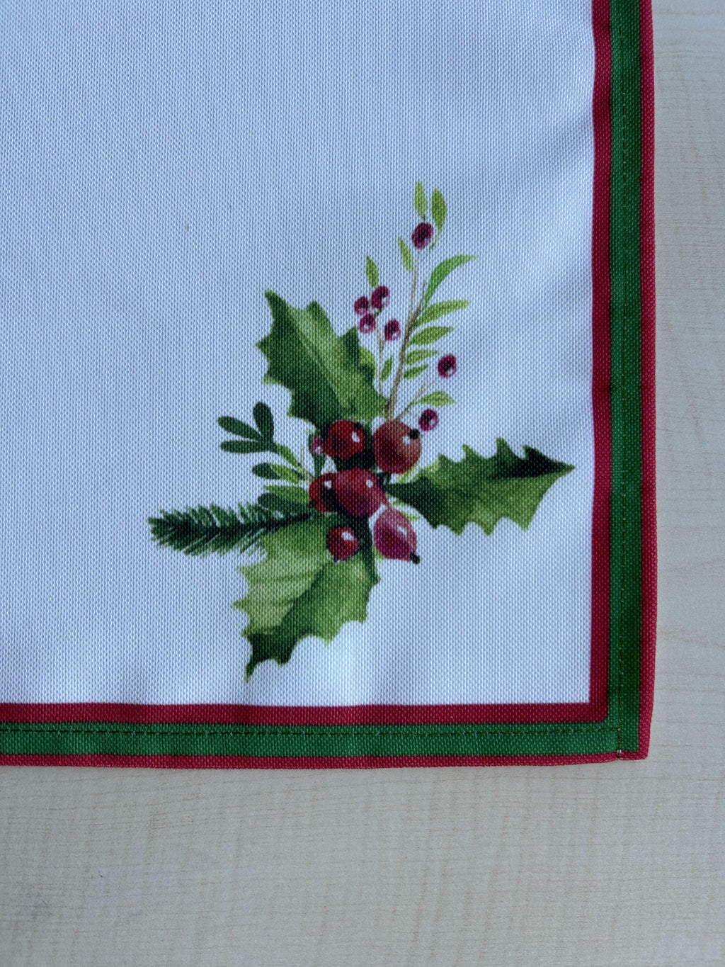 Holly Berry and Greenery Pattern Placemats - Nature Inspired Holiday