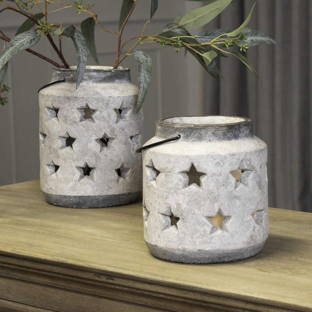 Bloomville Stone Star Lantern Decorative Home Lantern