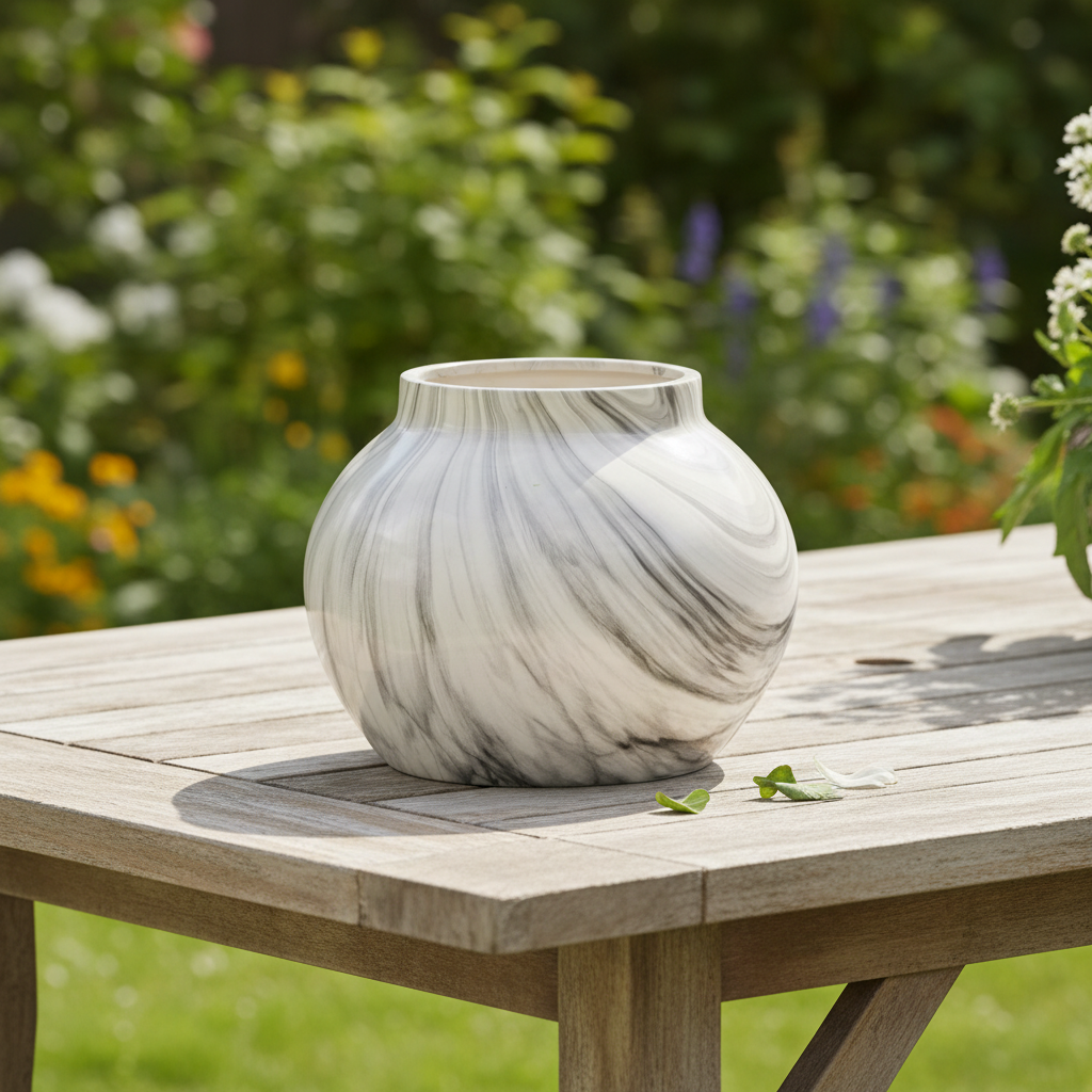 Marble Effect Planter Decorative Home Accessory