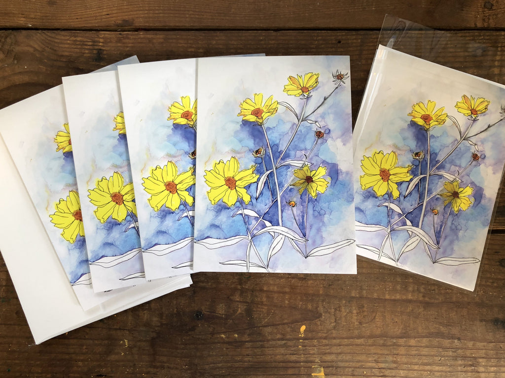Painted Flower Greeting Cards — Box Set of 6