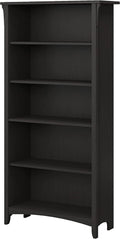 Vintage Black Bookcase With Adjustable Shelves For Home
