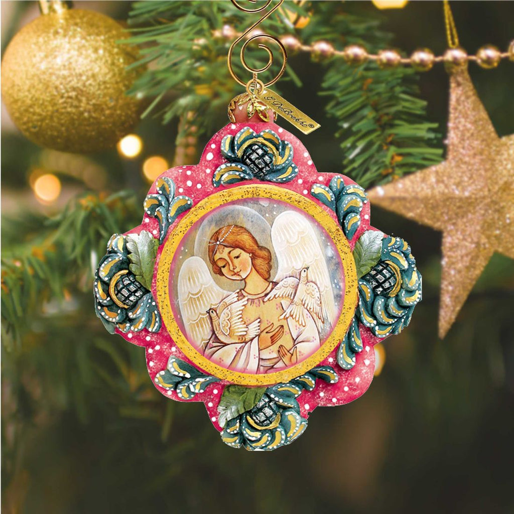 Angels with Doves Sculpted Hand-Painted Christmas Ornament by G. DeBrekht - Nativity Holiday Decor - 6102513