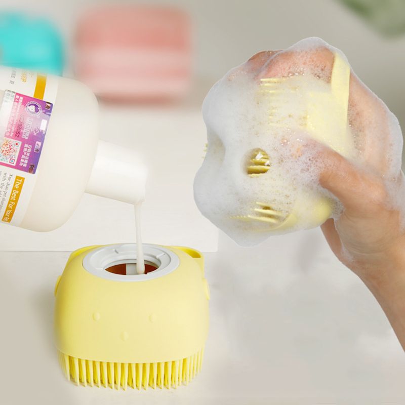 Soft Silicone Bristles Cat Dog Bath Brush Comb Scrubber Shampoo