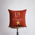 "Joy to the World" Christmas Throw Pillow — Red | Handmade Holiday Decor
