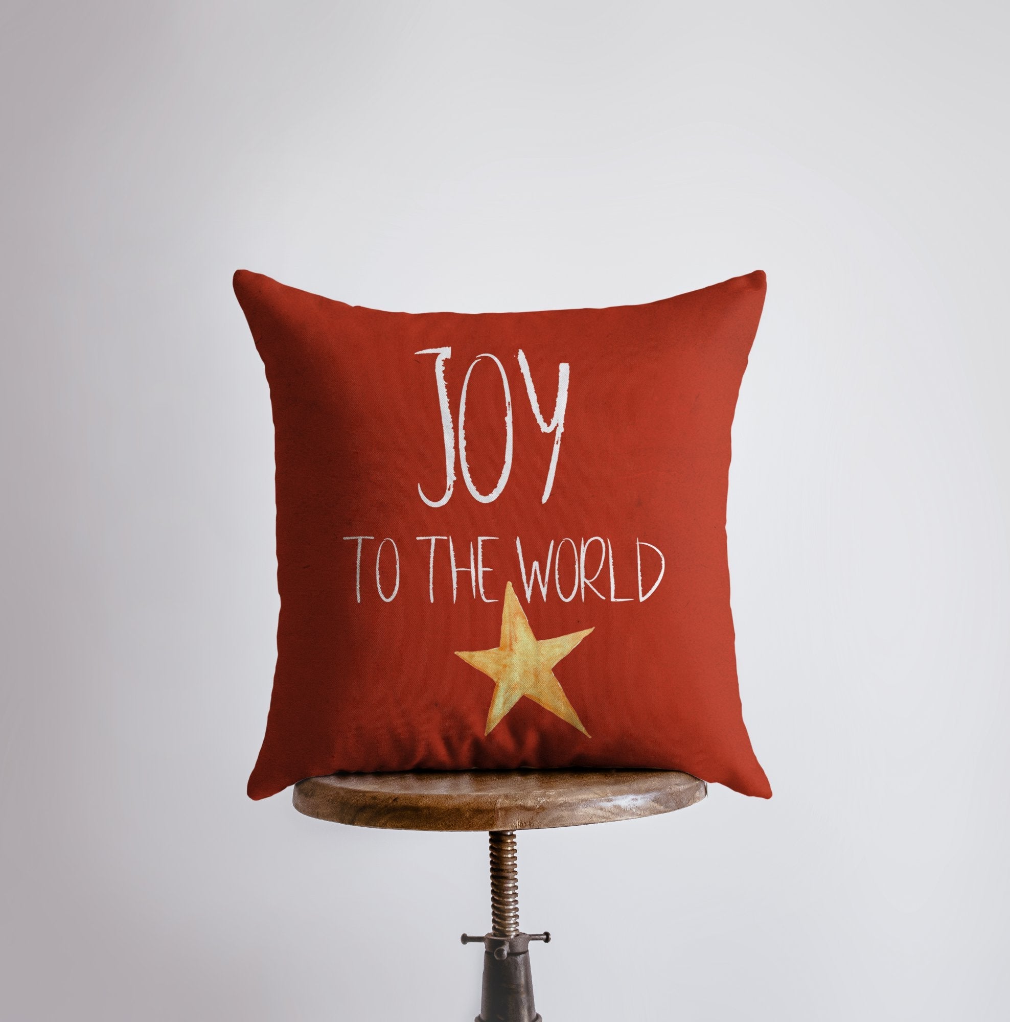 "Joy to the World" Christmas Throw Pillow — Red | Handmade Holiday Decor
