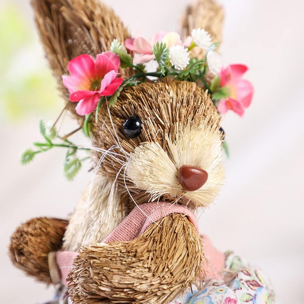 Funny Sisal Easter Bunny Spring Home Decor Statue